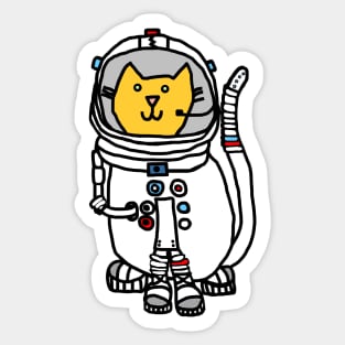 Sci Fi Space Cat Astronaut Captain Yellow Cat Sticker